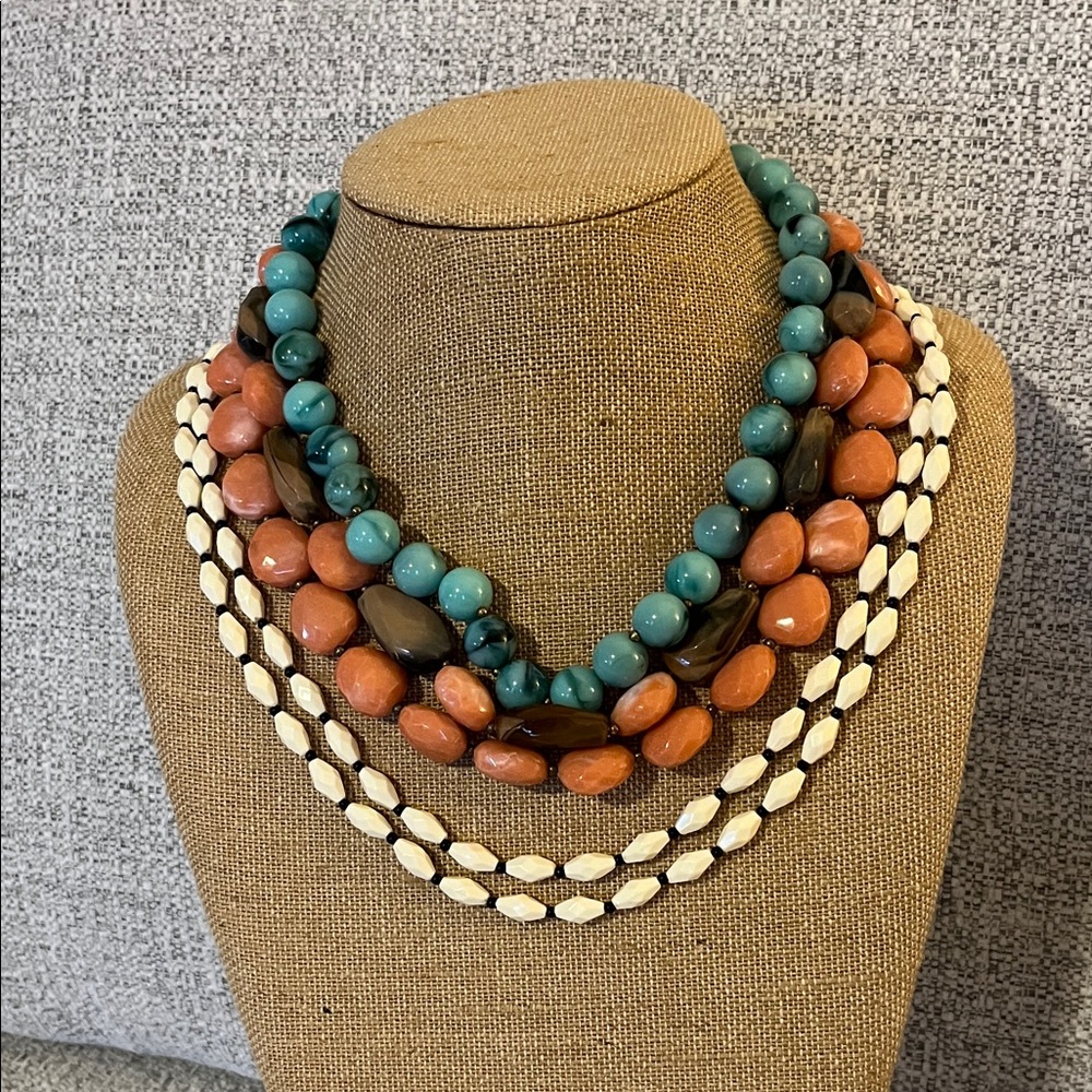 Multicolor 5 Strand Beaded Luau‎ Necklace